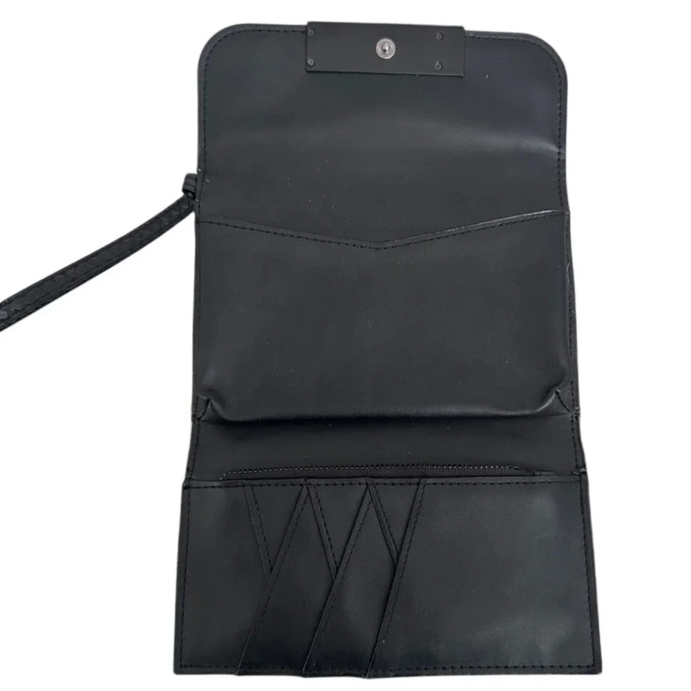 Victoria's Secret Love Black Snakeskin Embossed Wristlet‎ Trifold Wallet Purse - Picture 2 of 3